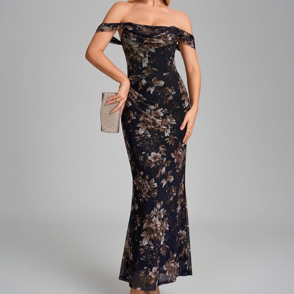 Elegant Floral Off-Shoulder Dress
